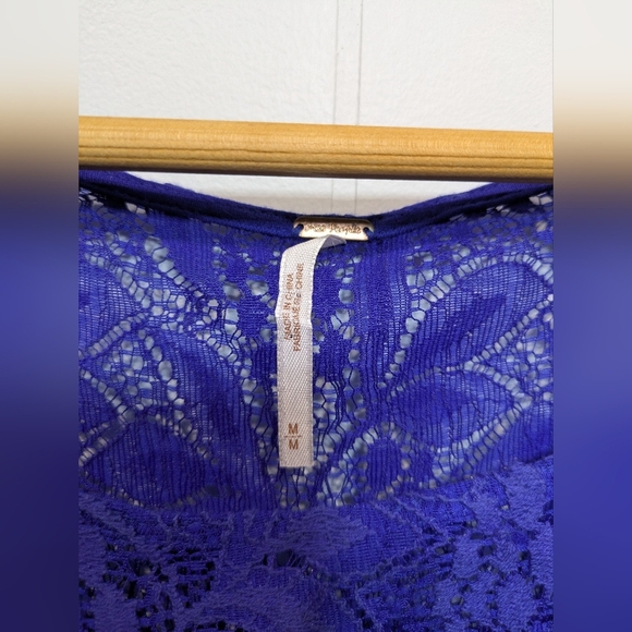 Free People Shake It Up Lace Dress‎ In Blue Size Medium Spring Summer - Picture 3 of 8
